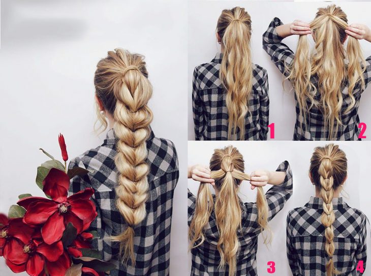 Chica joven luciendo una trenzas holandesa